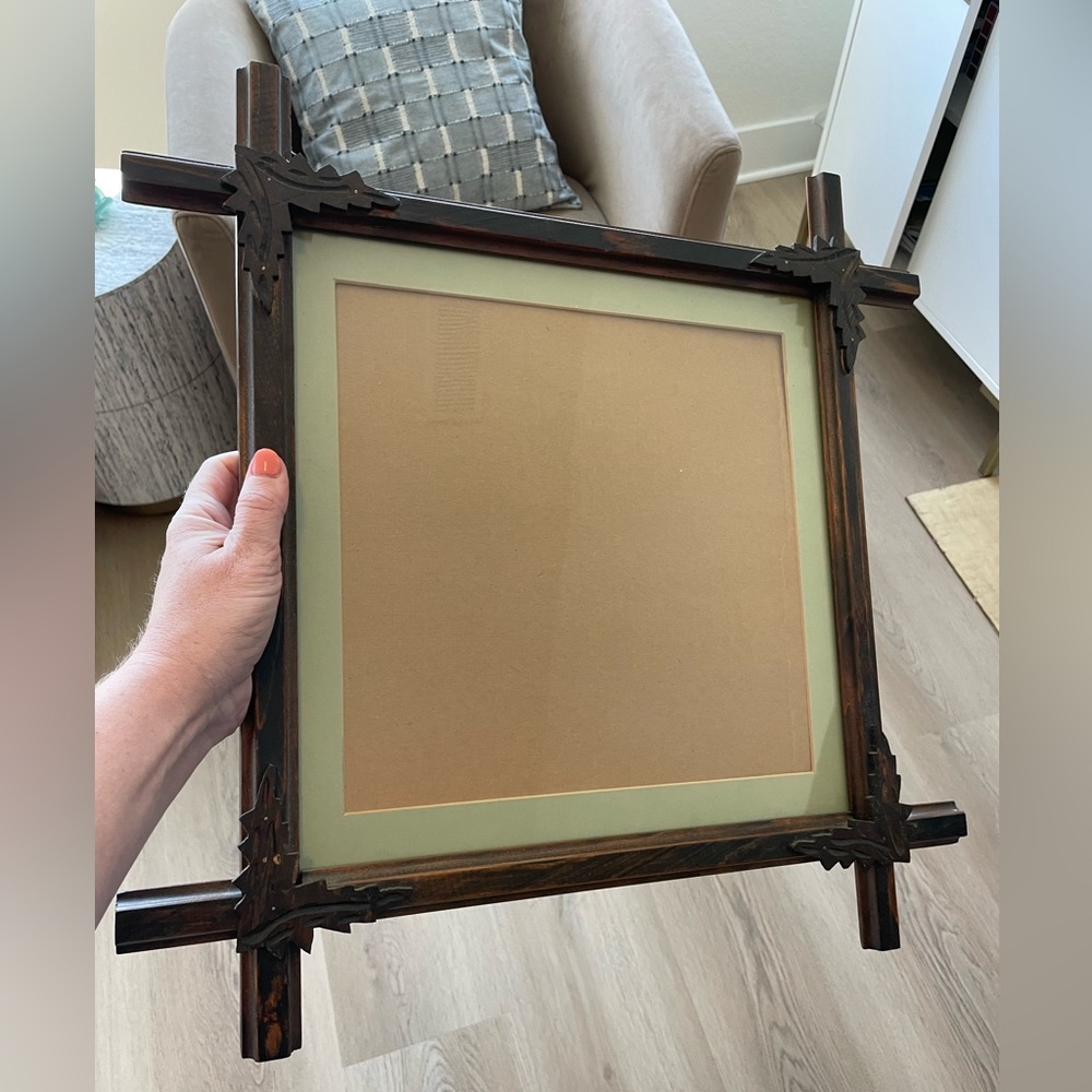 Vintage Carved Wooden Frame with mat